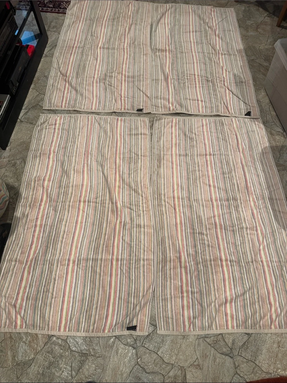Apt 9 Striped Cotton Bath Towels Set of 4 in Neutral and Pink Accents